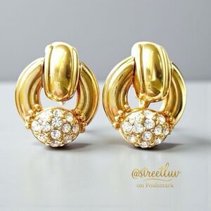 Swarovski Vintage Gold Door Knocker Earrings